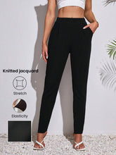 Tall Women's High-Waisted Black Pants With Pleats And Tight Fit Pockets